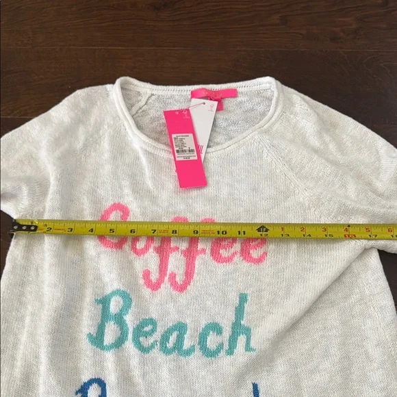 NWT Lilly Pulitzer White Coffee Beach Repeat Danette Sweater - Picture 5 of 7